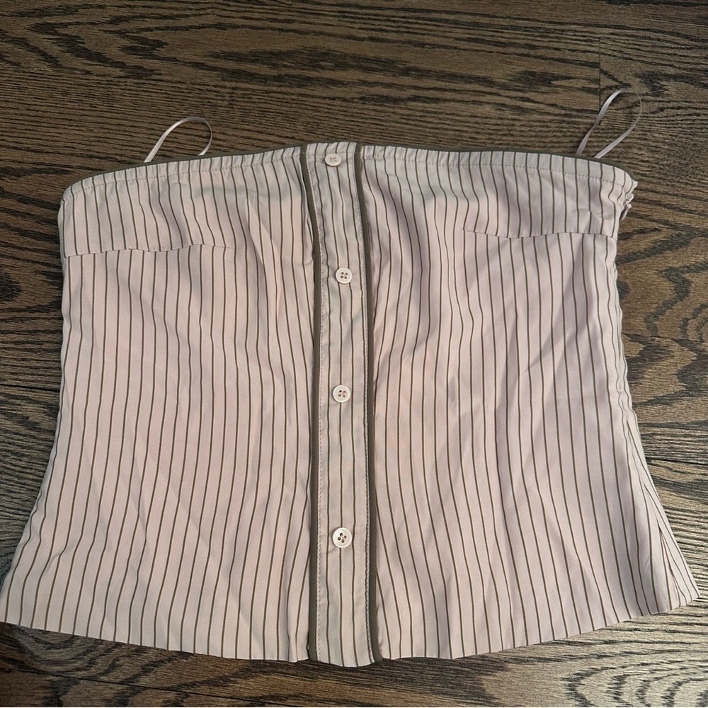 Pink and Brown Pinstripe Top